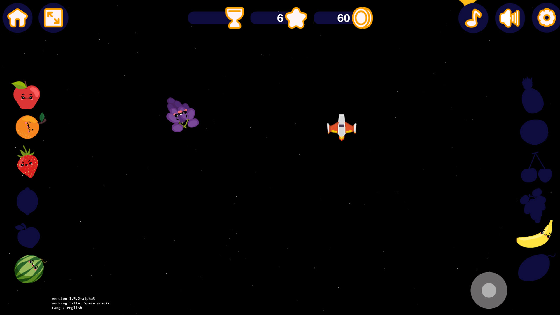 Space Snacks - A fun, interactive educational game for kids! Learn fruit names in English while piloting a spaceship through space. Perfect for early learning and language development